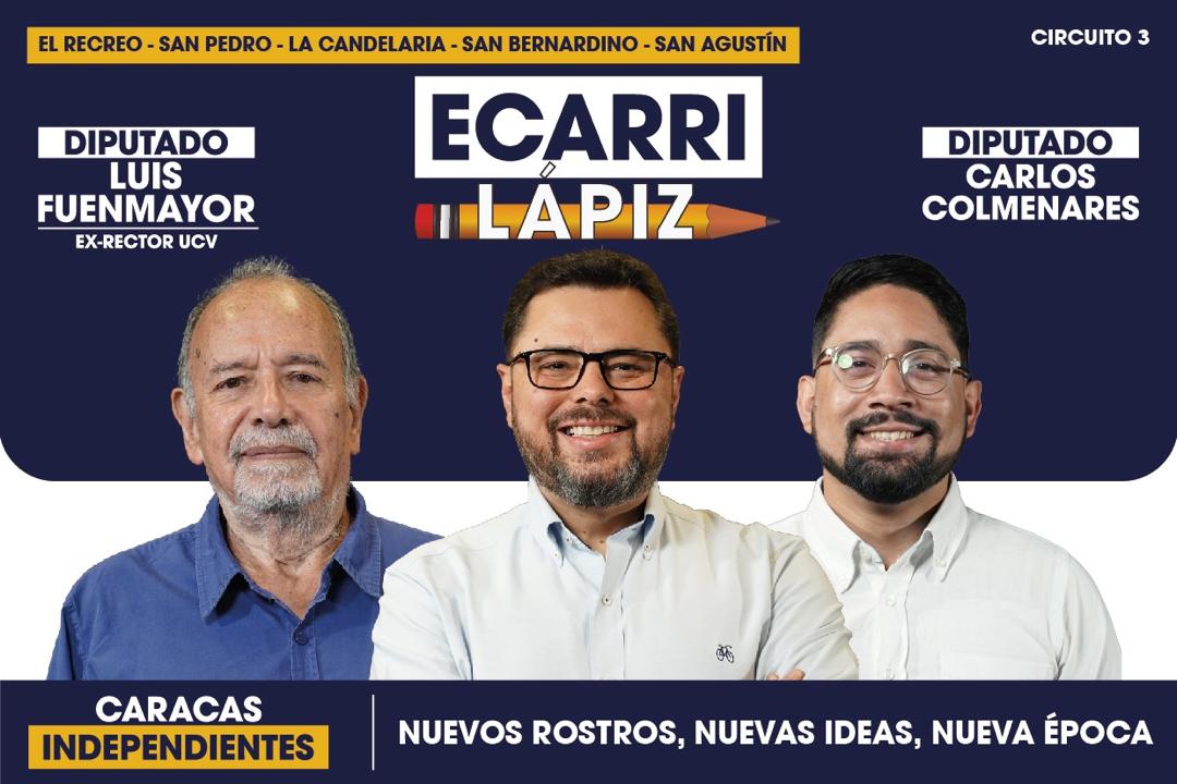 Voy propuesto por la Alianza del Lápiz como candidato principal a diputado en el circuito 3, con el líder estudiantil de la UCV Carlos Colmenares como suplente. Además, voy de 2do en la lista de Caracas. Voto lista por El Lápiz y voto nominal por mí y Colmenares en esa tarjeta.