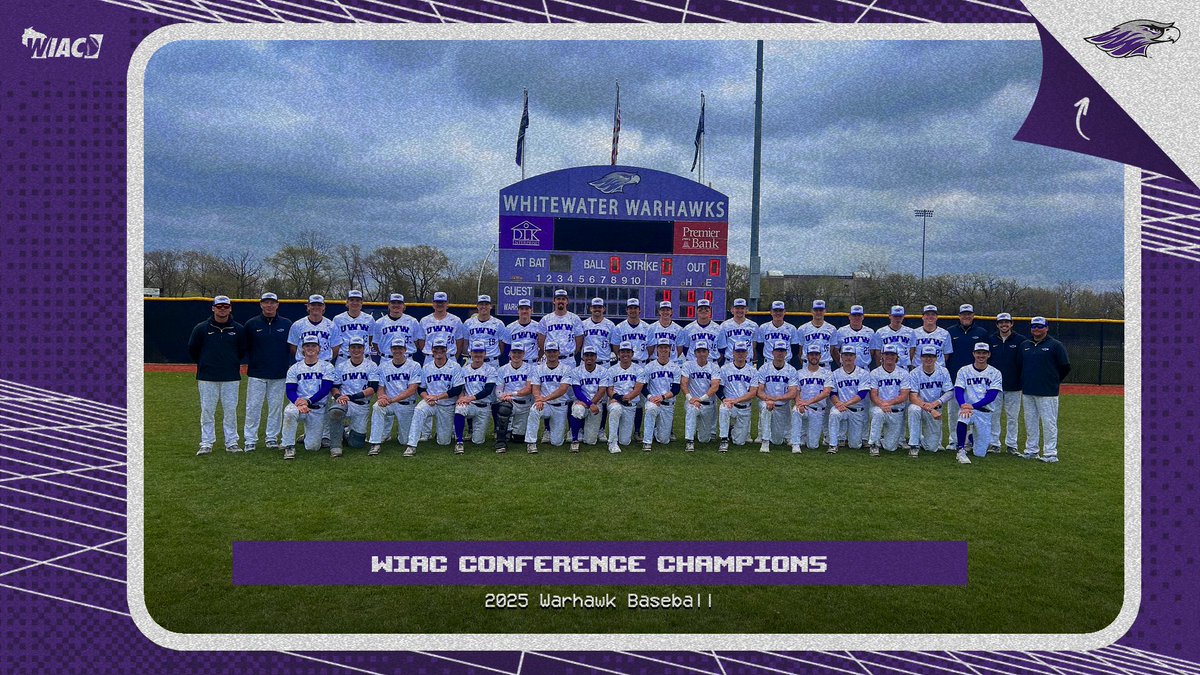 🚨WIAC CHAMPIONS🚨

Warhawks claim the outright Regular Season Title, their 23rd in Program History! On May 8-10 the Warhawks will host the WIAC Tournament Championship!

Go Warhawks!

#poweredbytradition #WIAC #UWW