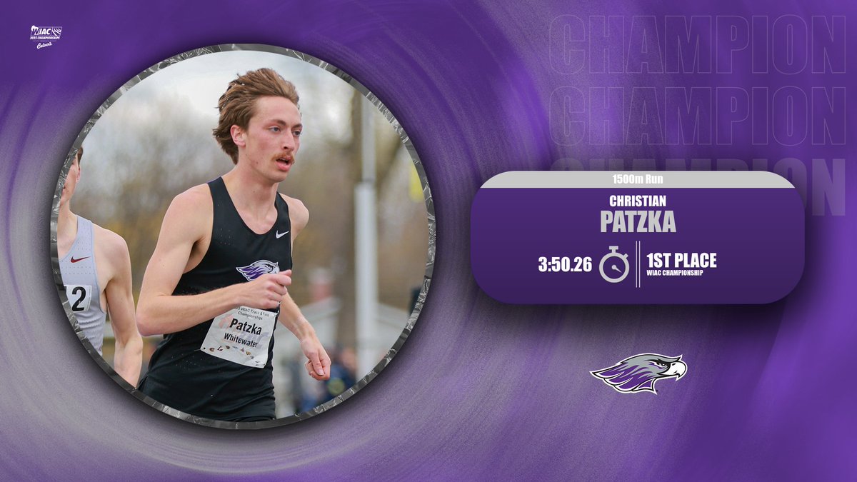 UWWAthletics's tweet image. Add another one for @uwwtf & Christian Patzka! Patzka places first in the 1500m run for his 12th WIAC Track and Field Title in his career