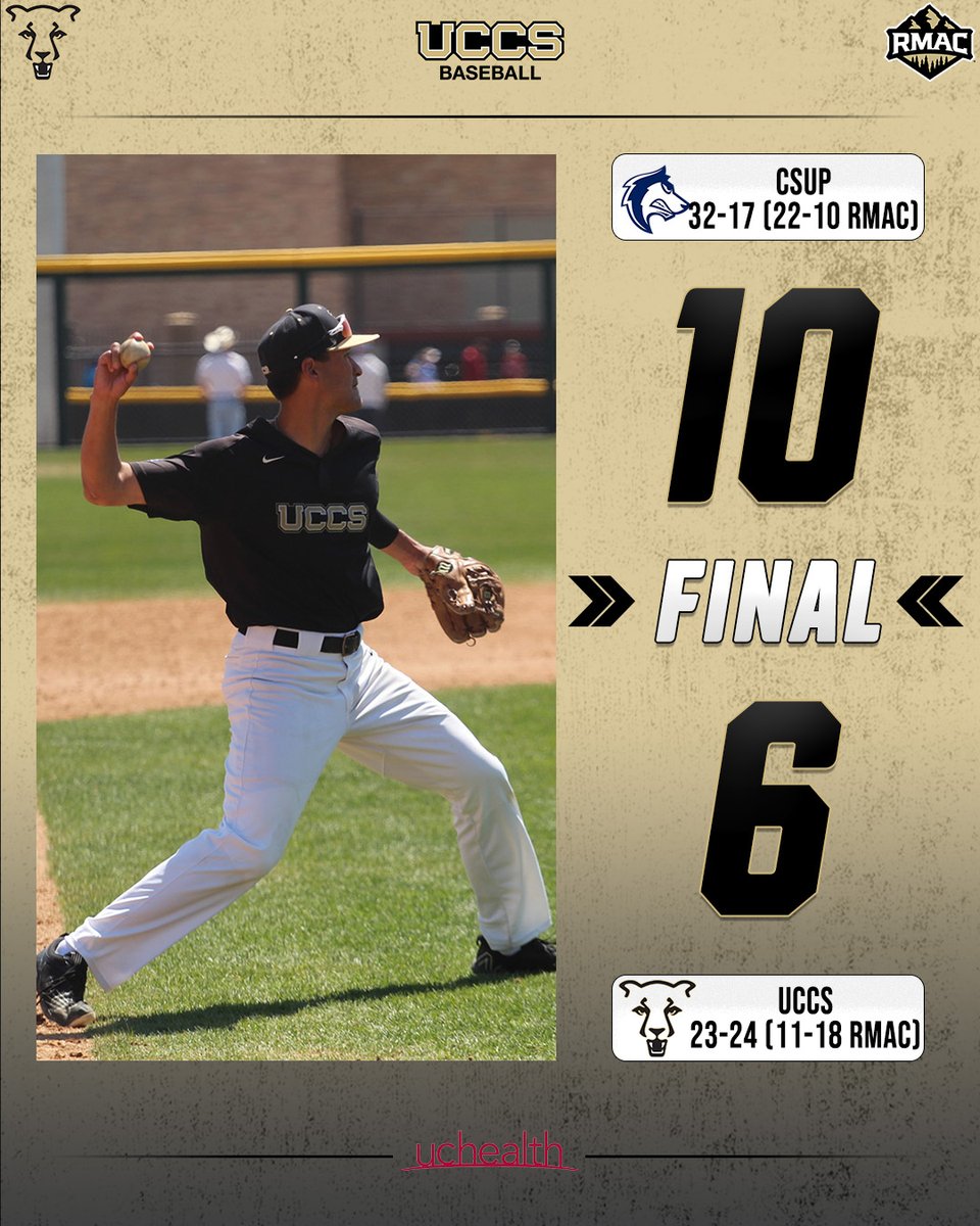 FINAL | UCCS 6️⃣, CSUP 🔟

⚾ Wigington: 2-4, HR, 2 RBIs, 2 Runs
⚾ Stubbings: 2-3, RBI, Run
⚾ Brinton: 2-4, RBI, Run

📅: UCCS will begin their postseason run on Wednesday in Grand Junction, Colo. Stay tuned to brnw.ch/21wSoym for game times and information!
