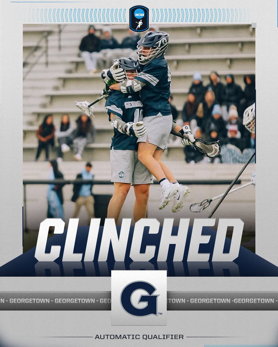 NCAA Lacrosse (@ncaalax) on Twitter photo ๐ CLINCHED ๐
<a href="/HoyasMLacrosse/">Georgetown MLacrosse</a> has clinched a spot in the 2025 NCAA DI Menโs Lacrosse Tournament after defeating Villanova, 16-8, in the <a href="/BIGEAST/">BIG EAST Conference</a> tournament championship.
#NCAAMLAX ๐ CLINCHED ๐
<a href="/HoyasMLacrosse/">Georgetown MLacrosse</a> has clinched a spot in the 2025 NCAA DI Menโs Lacrosse Tournament after defeating Villanova, 16-8, in the <a href="/BIGEAST/">BIG EAST Conference</a> tournament championship.
#NCAAMLAX