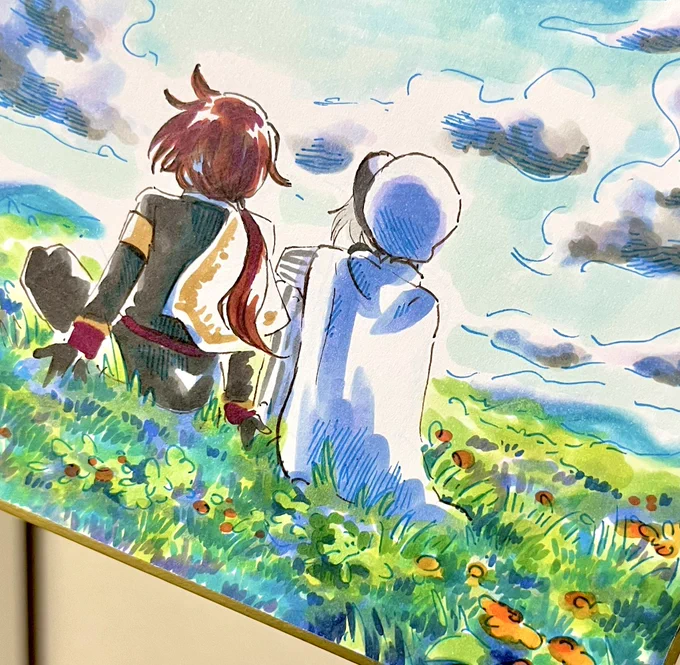 ミニ色紙、4枚だけ持ってこ〜と思います春だからご機嫌な絵になった 