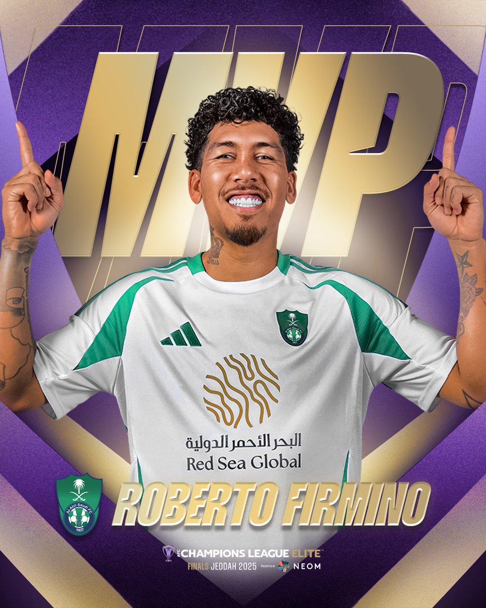 theAFCCL_ar's tweet photo. اللاعب الأفضل ✨

قائد النادي الأهلي روبيرتو فيرمينو يحصد جائزة أفضل لاعب في #دوري_أبطال_آسيا_النخبة 🥇 https://t.co/9oJosqjtvN