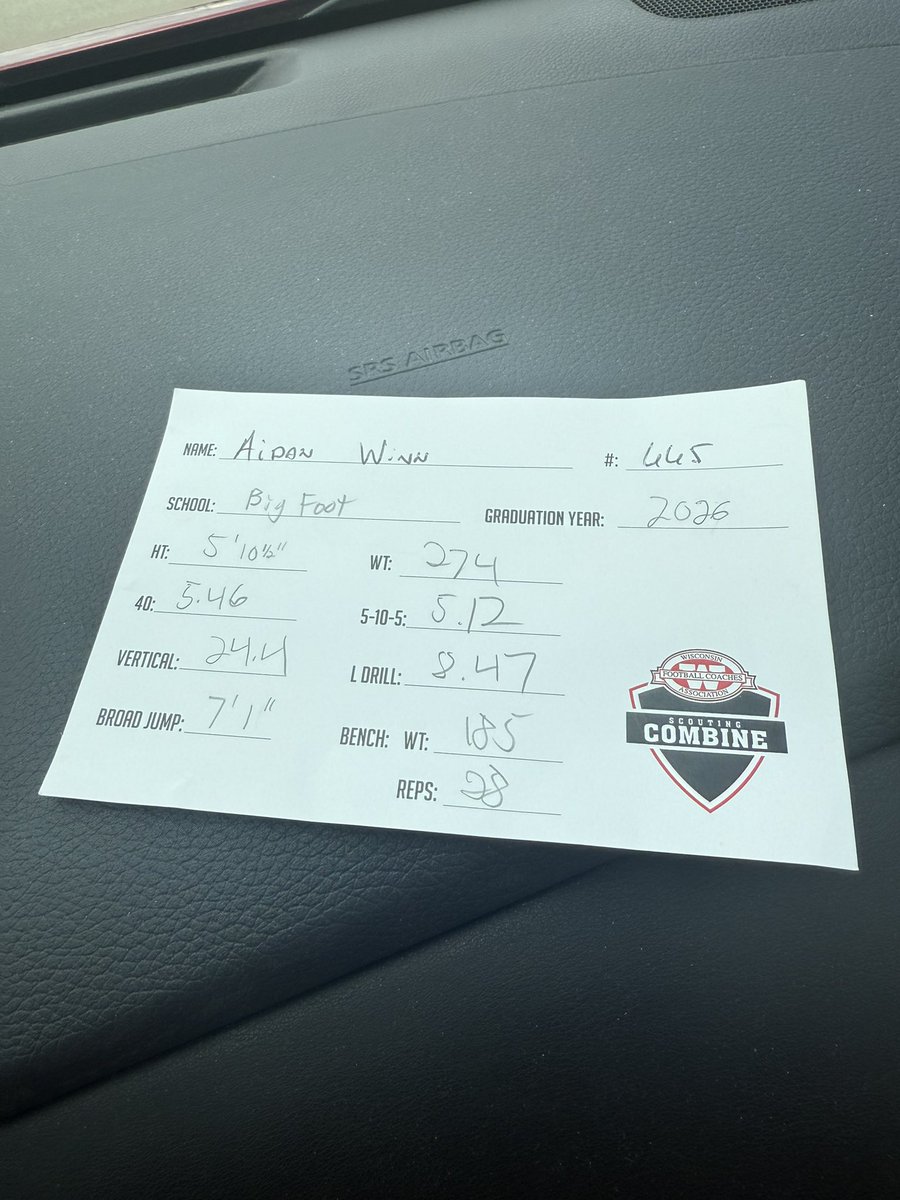 Had a great opportunity today competing at the WFCA combine after some issues with my knees my results are still good. Amazing  time today can’t wait for camps this summer.<a href="/wifca/">WiFCA</a> @travisWSN