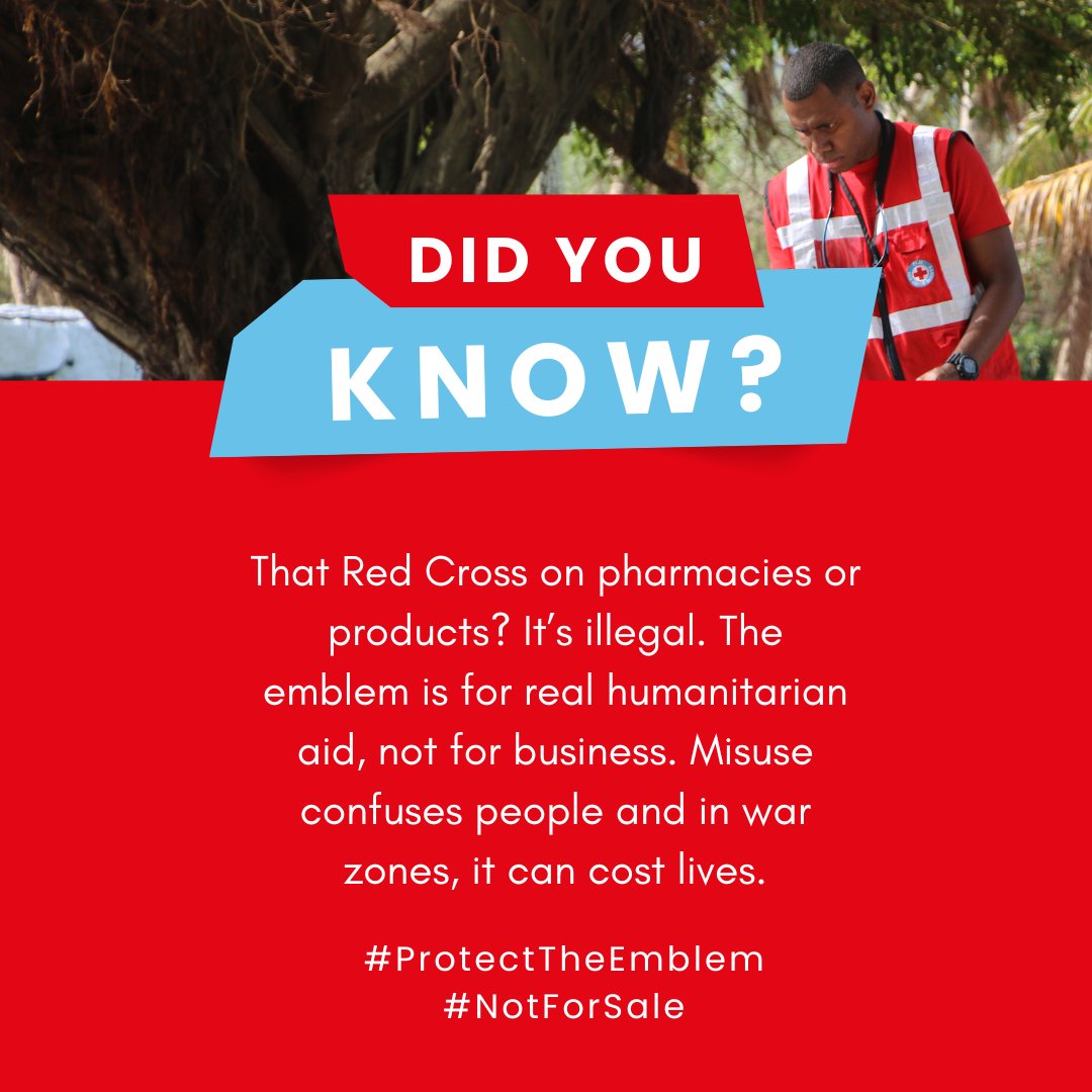 🚨 Did you know?

The Red Cross emblem is protected — it’s for saving lives, not selling products.
Misusing it puts trust and lives at risk.

On May 8, wear red to support the Red Cross and its mission! ❤️

#ProtectTheEmblem #WorldRedCrossDay #WearRed #KeepingHumanityAlive