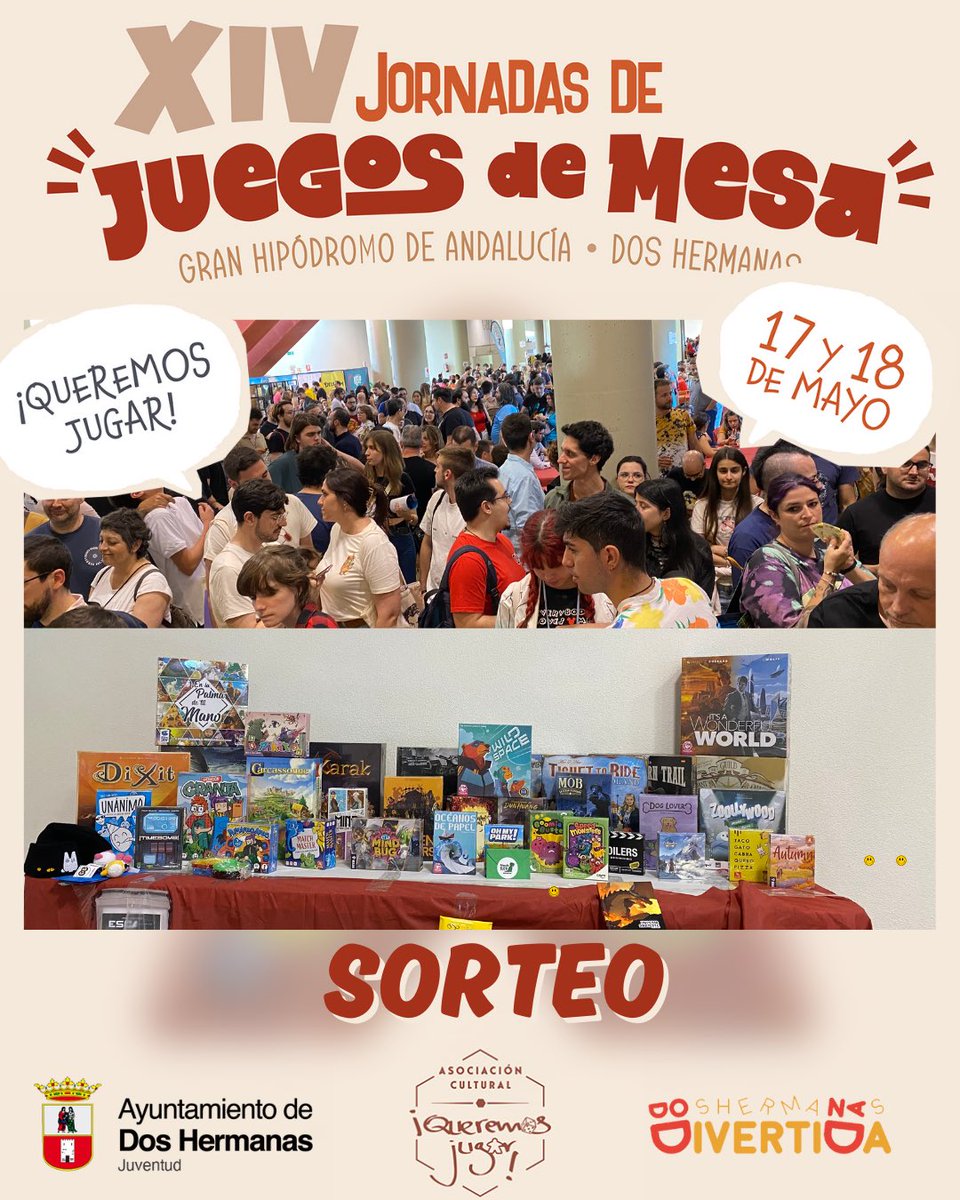 SORTEO en las XIV JORNADAS de QJ
Consigue tickets:
- Comprando en alguna de las tiendas 🤑.
- Otras formas que se irán desvelando, todo no te lo vamos a decir ya, un poquito de misterio… 👽
#boardgames #xivjornadasqj #hipodromodoshermanas #doshermanasdivertida #bgg #juegosdemesa