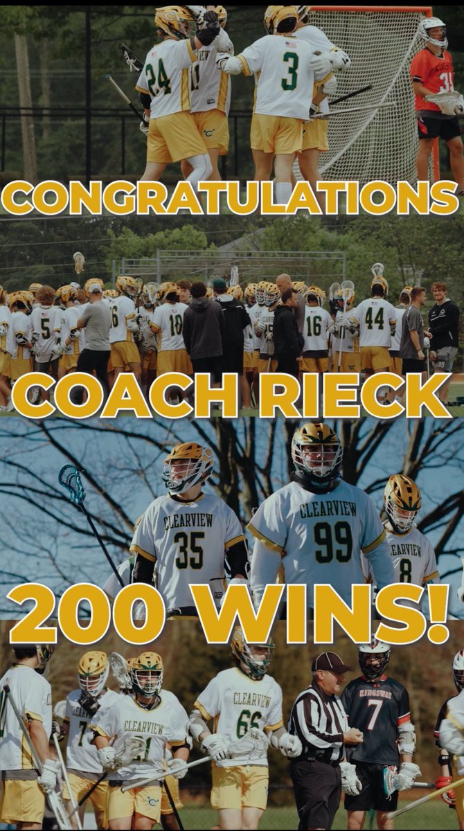 Today Clearview Boys Lacrosse defeated Lower Cape May 15-5. This was coach Reick’s 200th career victory. Go View!!