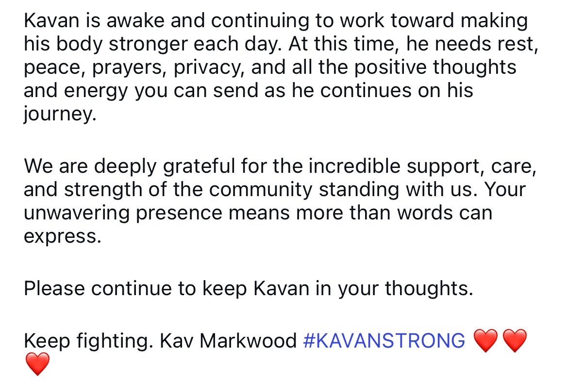 Here is an update on Kavan Markwood, the fan who fell from the Clemente wall Wednesday evening. The update was posted on instagram by his girlfriend, who was with him at the time of the incident: