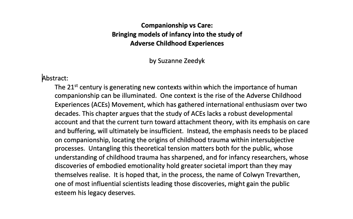 "Explaining the impact of ACES means locatng the trauma within intersubjective processes such as those studied by Colwyn Trevarthen."
A sentence frm my 2025 chapter. These are the kinds of ideas we discuss in the new webinar course 'The Trevarthen Series'.
connectedbaby.net/product/may-20…