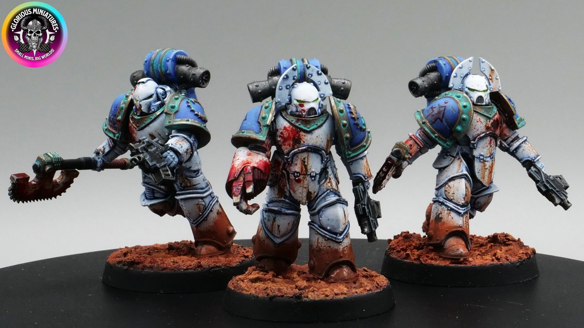 Some of the World Eaters despoiler squad that I painted up a few months ago! A very enjoyable paint and I shall be adding some jump pack blokes at some point... but first... a Kratos!

#horusheresy #warhammer #3dprinted