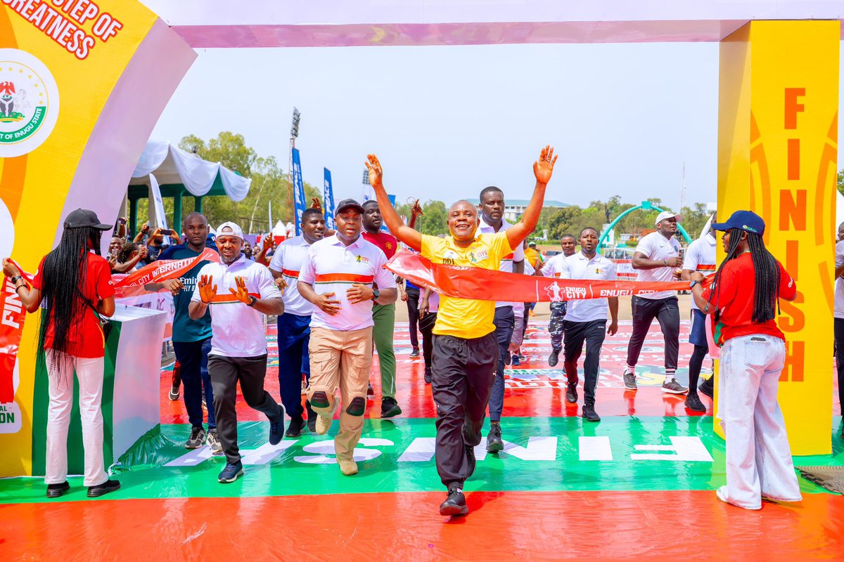 PNMbah's tweet photo. Today, I had the honour of completing the 10km road race in 45 minutes at the 1st Enugu City International Marathon. It was a proud moment for me and for our people who turned out in large numbers to witness history being made.

In the elite 42km full marathon, East African athletes dominated, taking home the star prizes of $15,000 for first place, $10,000 for second place, and $5,000 for third place. In the Nigerian elite category, the best male and female runners earned N1 million each, while the second and third places received N750,000 and N500,000 respectively.

This is just the beginning. As I promised during last year’s half marathon, we have now made the Enugu City International Marathon a global event. Next year, it will be even bigger, attracting elite athletes from around the world.

Sports, for us, is serious business. We are connecting the dots, as we aim to attract three million visitors annually, making Enugu the destination for tourism and investment. We are nurturing dreams, birthing goals, and attracting opportunities that will make our economy thrive.

Many thanks to the Commissioner for Youth and Sports, Barr Lloyd Ekweremadu and his team, the consultants led by Yetunde Olopade, our security agencies, the media, and everyone who worked hard to make this event a success.

I also thank the Deputy Speaker of the House of Representatives, Rt. Hon Benjamin Kalu, former governor of Imo State, Rt  Hon Emeka Ihedioha, the Speaker of the Enugu State House of Assembly, Rt. Hon Uchenna Ugwu, the Deputy Speaker, Rt. Hon. Ezenta Ezeani, and other distinguished officials who graced the event.

The Enugu City International Marathon has come to stay. Tomorrow is here!