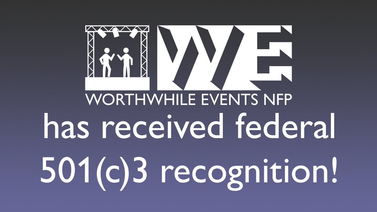 Worthwhile Events NFP (@worthwhileevnts) on Twitter photo In case you missed the stream on Wednesday, here's what WE announced!
Before we begin, we forgot to mention some big WE news: Earlier this year, Worthwhile Events NFP received our federal 501(c)3 recognition, effective from our formation in 2022!
(1 of 8) In case you missed the stream on Wednesday, here's what WE announced!
Before we begin, we forgot to mention some big WE news: Earlier this year, Worthwhile Events NFP received our federal 501(c)3 recognition, effective from our formation in 2022!
(1 of 8)