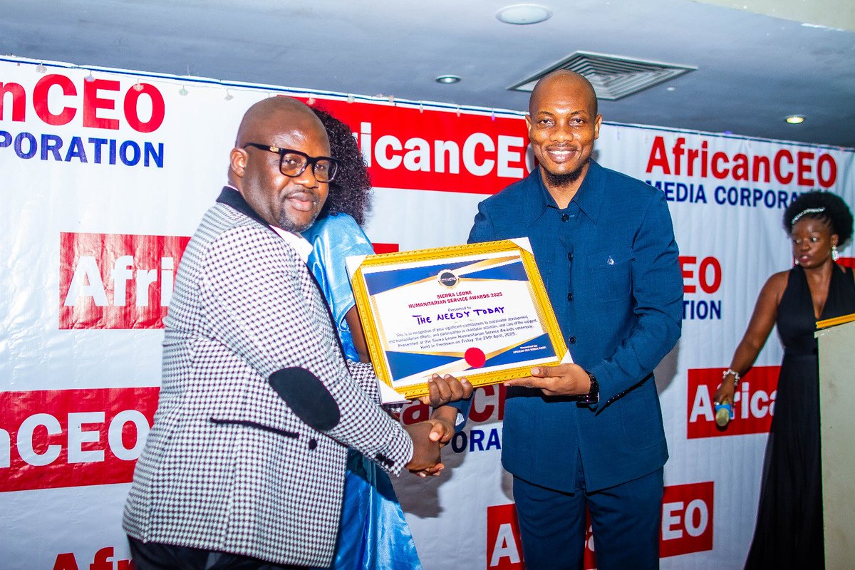At the SaLone Public Service Awards at Radisson Blu on 25th April, 2025, the African CEO Media Corp. gave me an award in recognition of outstanding leadership, professionalism &amp; commitment to service delivery in the public. I also helped to give awards to several deserving person