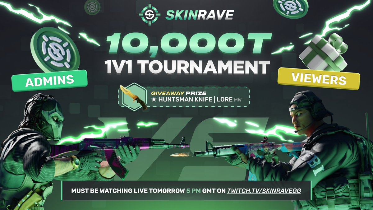 💥 10,000T CS2 1v1 Challenge vs Viewers! 💥

Think you can take us down in a 1v1? Prove it. Winners take the tokens. 🔥

🟢 To enter:
🎯 Join our Discord: discord.gg/skinrave
📢 Entry giveaway is live in #announcements!

🎁Comment twitch name to enter knife giveaway (lvl 30+)