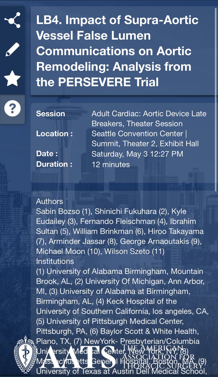 Marvi Tariq (@marvitariq) on Twitter photo Incredible talk by <a href="/uabctsresidency/">UAB Cardiothoracic Surgery</a> advanced aortic fellow <a href="/sabinjb/">Sabin J. B.</a> discussing negative impact of supraaortic head vessel false lumen communications on aortic remodeling—> up to 1cm growth rate/year. Selective use and close monitoring needed!
<a href="/AATSHQ/">AATS</a> #AATS25 #AortaEd Incredible talk by <a href="/uabctsresidency/">UAB Cardiothoracic Surgery</a> advanced aortic fellow <a href="/sabinjb/">Sabin J. B.</a> discussing negative impact of supraaortic head vessel false lumen communications on aortic remodeling—> up to 1cm growth rate/year. Selective use and close monitoring needed!
<a href="/AATSHQ/">AATS</a> #AATS25 #AortaEd