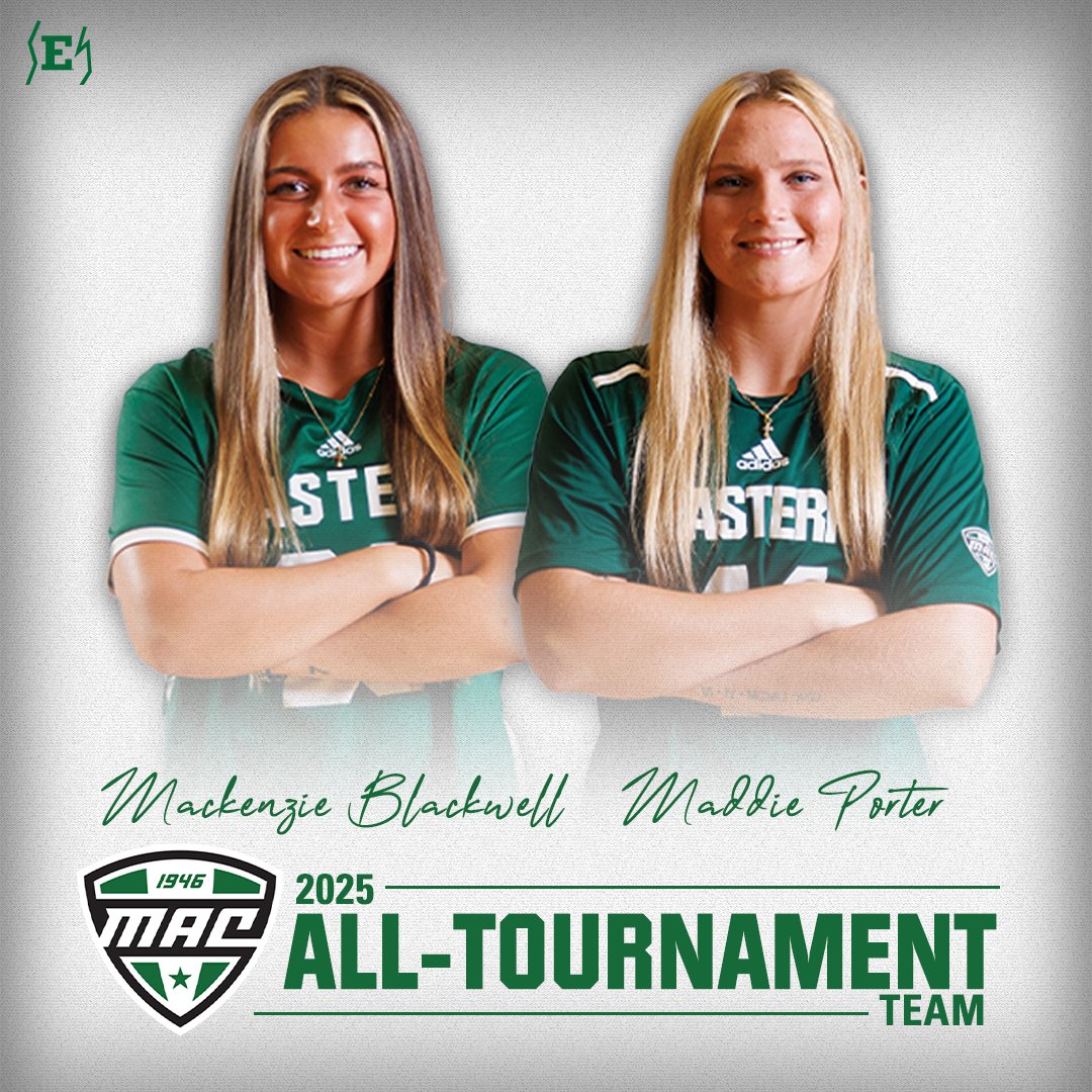 𝘼𝙇𝙇-𝙏𝙊𝙐𝙍𝙉𝘼𝙈𝙀𝙉𝙏 𝙏𝙀𝘼𝙈

Congrats to our two Eagles who have been named to the <a href="/MACSports/">MACtion</a> All-Tournament Team!

🥍 Mackenzie Blackwell
🥍 Maddie Porter

#EMUEagles