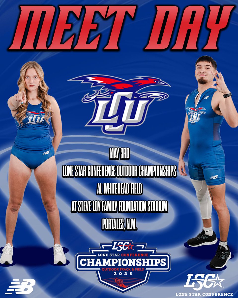 🏃‍♂️🏃‍♀️ Track &amp; Field Meet Day

🗓️: May 3
🏆: LSC Outdoor Championships
🏟️: Steve Loy Family Foundation Stadium
📍: Portales, N.M.

Finals Saturday in Land of Enchantment 🥇