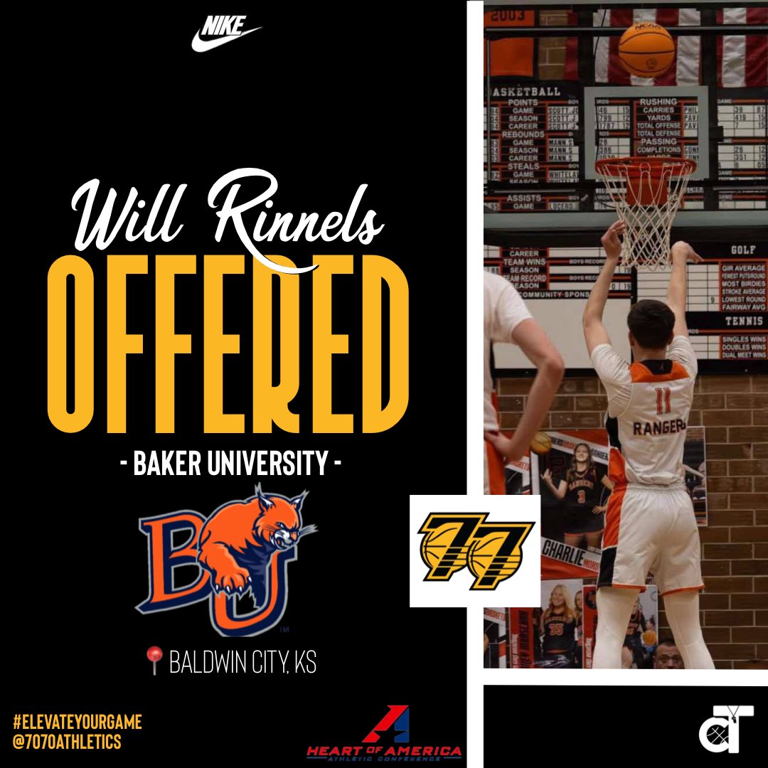 7070Athletics (@7070athletics) on Twitter photo Special Congratulations to Will Rinnels on his offer from <a href="/BU_Hoops/">Baker Men’s Basketball</a>!!
#ElevateYourGame | #WeComin | #LoyalToTheSprings Special Congratulations to Will Rinnels on his offer from <a href="/BU_Hoops/">Baker Men’s Basketball</a>!!
#ElevateYourGame | #WeComin | #LoyalToTheSprings