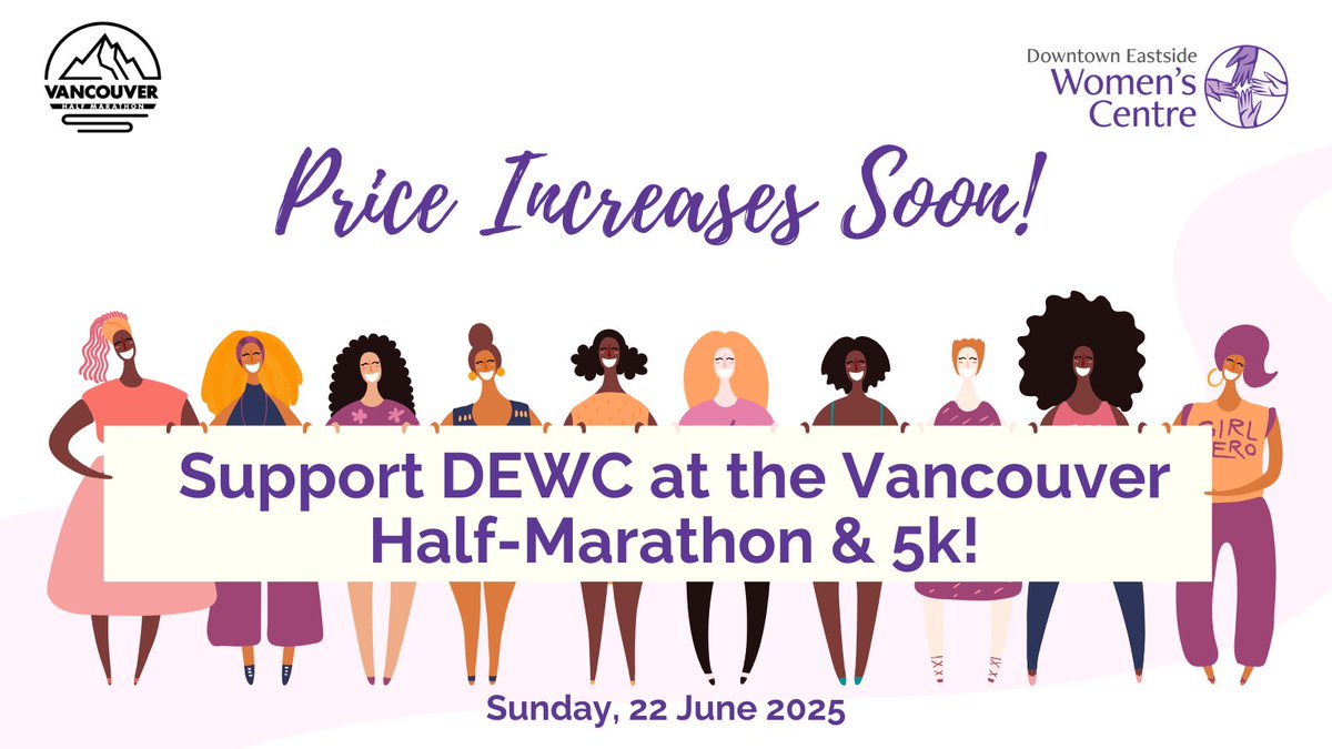 Price Increase Coming Soon! Register for the @runCRSwest Vancouver Half Marathon &amp; 5K now to lock in current rates. Join #TeamDEWC on June 22nd to show your support and help us raise $30,000 to expand our hot meals program. Sign up now: raceroster.com/94630?aff=BV3MJ
#VancouverHalf