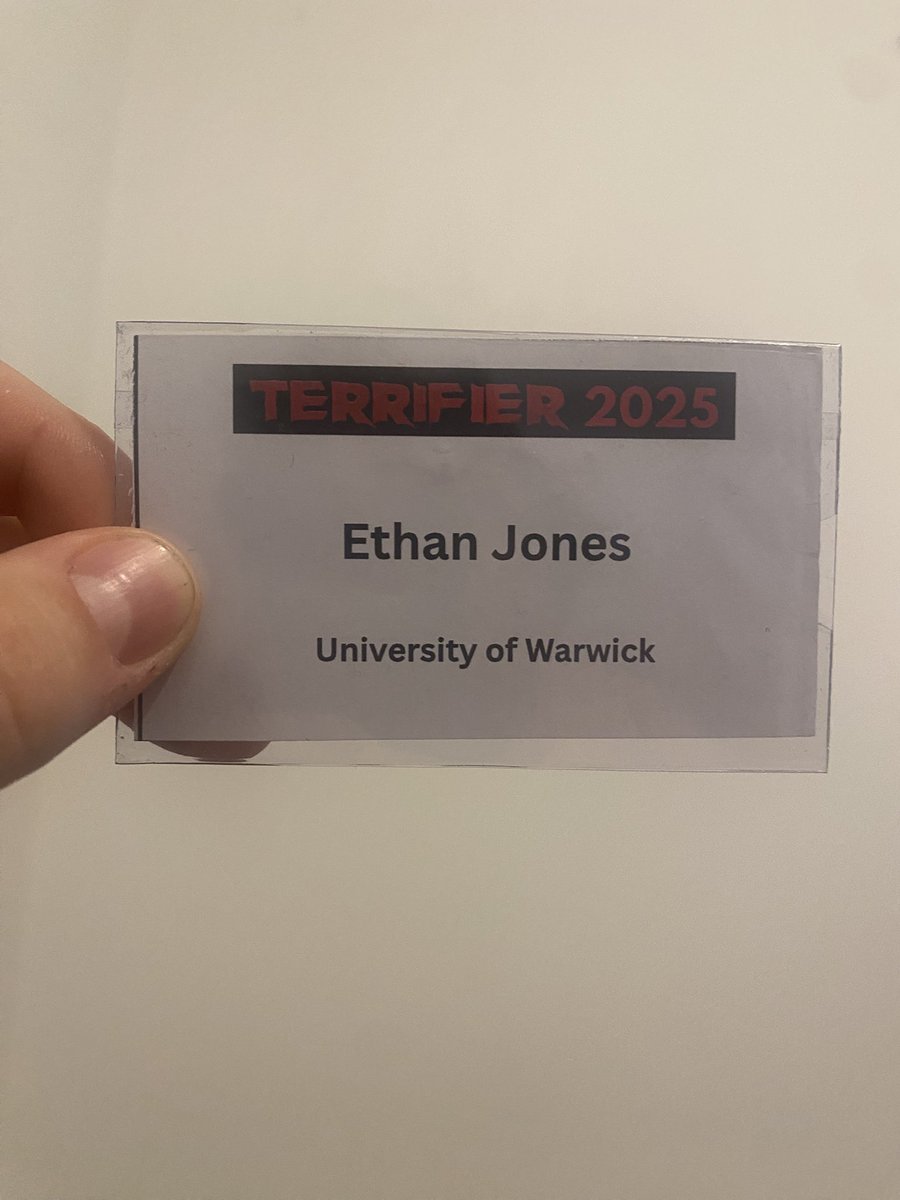 FilmScribeUK's tweet photo. Incredibly honoured to have been able to present at #Terrifier2025 today as my first ever academic conference! Hopefully the first of many to come! #terrifierconference #terrifier https://t.co/uZ8aHEZhw3