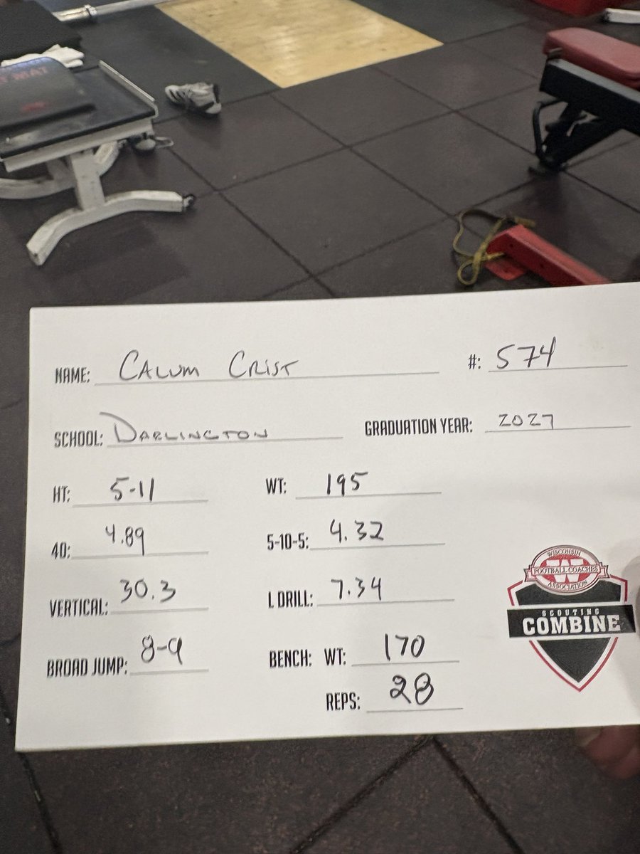 Calum Crist (@calumcrist11) on Twitter photo Had a great time competing at the WFCA Combine in Waukesha! <a href="/travisWSN/">Travis Wilson</a> <a href="/MJ_NFLDraft/">Mark Johnson</a> <a href="/PrepRedzoneWI/">Prep Redzone Wisconsin</a> Had a great time competing at the WFCA Combine in Waukesha! <a href="/travisWSN/">Travis Wilson</a> <a href="/MJ_NFLDraft/">Mark Johnson</a> <a href="/PrepRedzoneWI/">Prep Redzone Wisconsin</a>