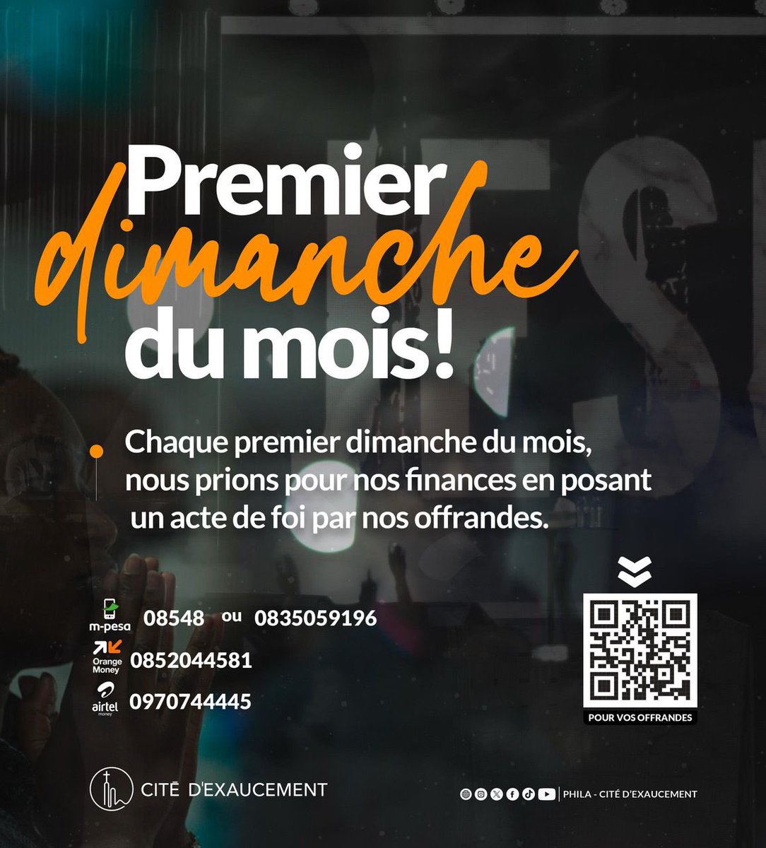 La présence de Dieu dans l’église!
C’est le thème qui sera abordé ce dimanche par le pasteur <a href="/eric_mutshipayi/">Eric Mutshipayi</a> !
Ce dimanche, venons avec soif afin d’être rempli de Dieu, et surtout n’oublions pas nos habitudes sacrées,les informations sur le deuxième visuel!
Que Dieu vous bénisse