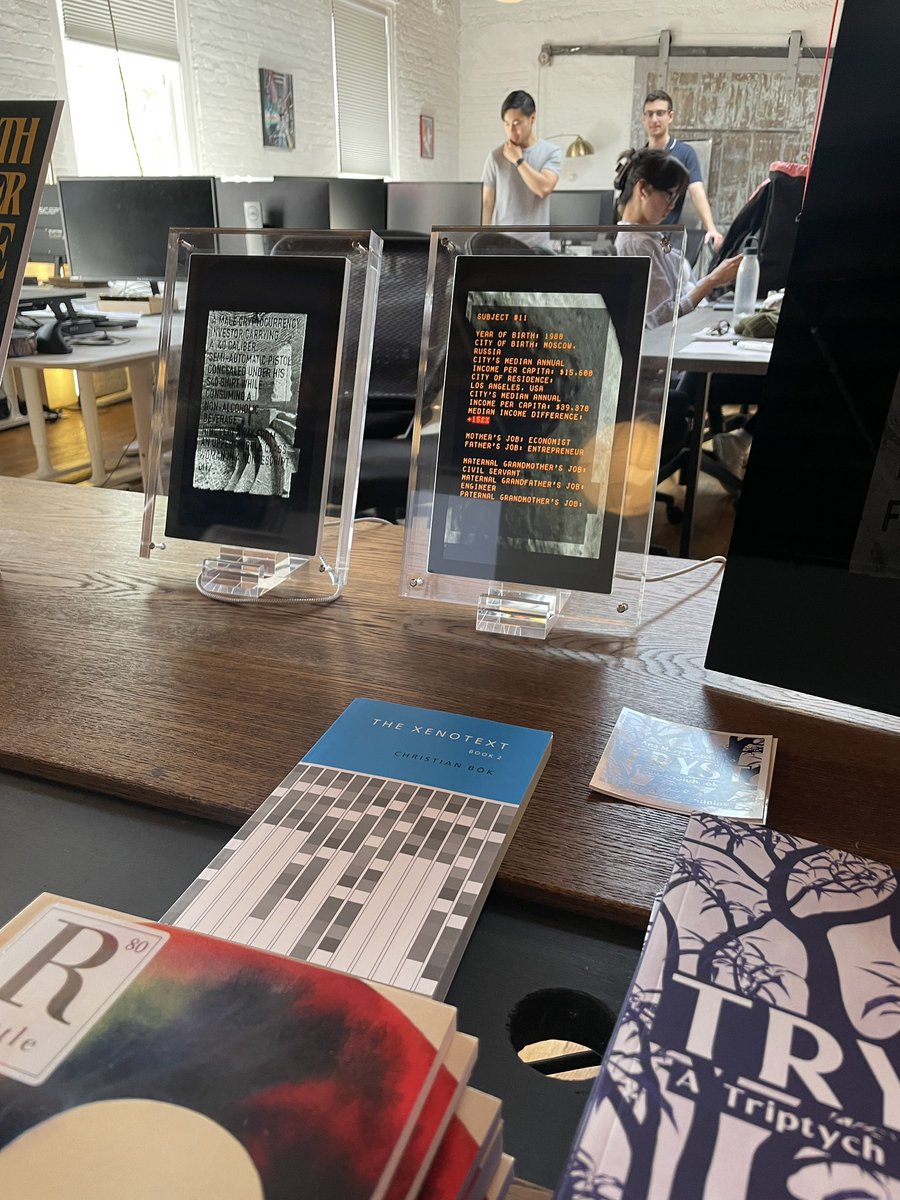 Pierre Gervois (@pgervois) on Twitter photo Doing the set up at “The Forever Library” organized by <a href="/AlexandriaLabs/">Alexandria</a>. My works are in very good company. Doing the set up at “The Forever Library” organized by <a href="/AlexandriaLabs/">Alexandria</a>. My works are in very good company.