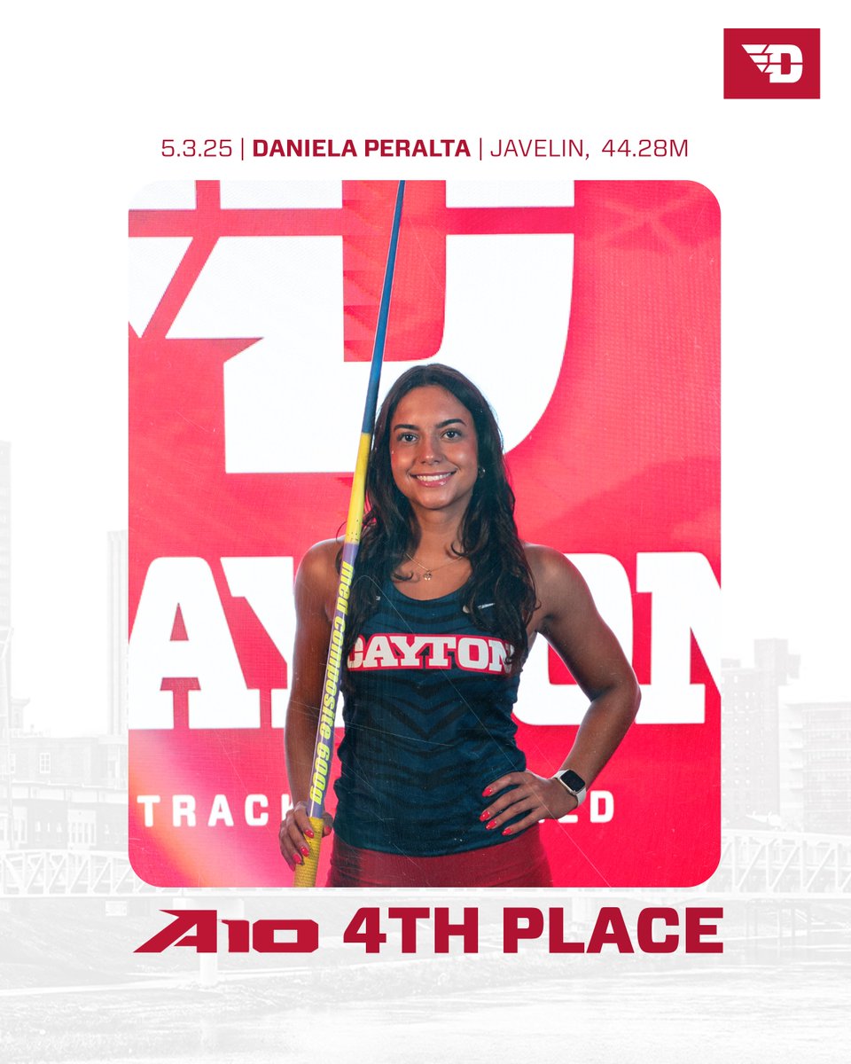 Record Performance For Dayton Javelin!!
🥇Casey Bogues breaks her own Meet Record 
Daniela Peralta with a new PR to Finish 4th
#UDTF // #GoFlyers ✈️