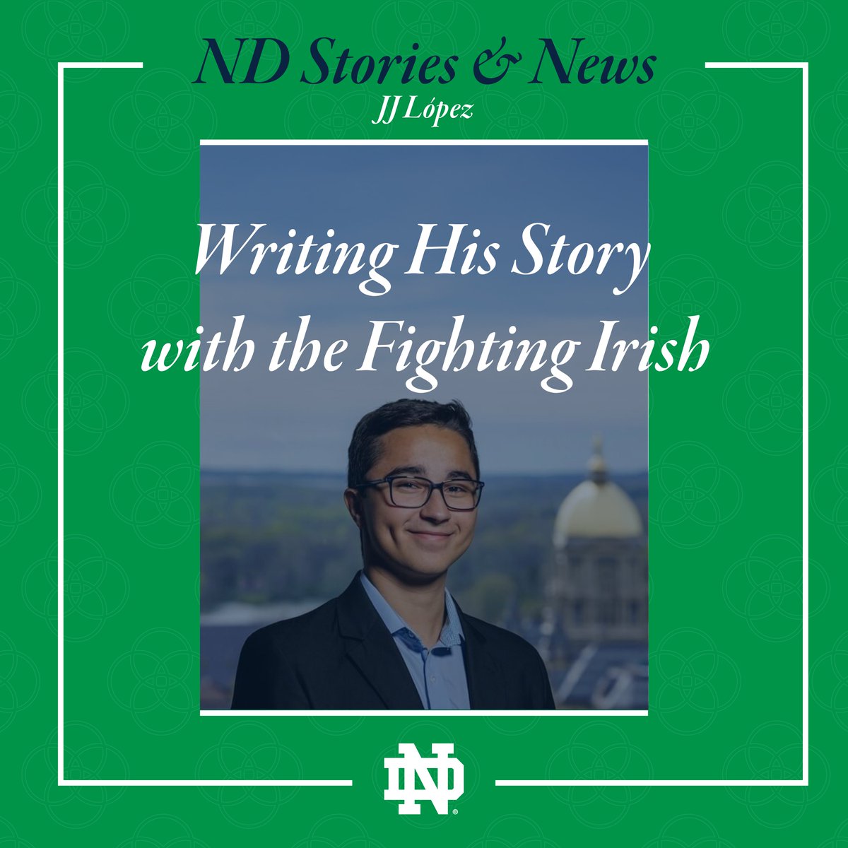 Meet JJ López '27, an aspiring sports broadcaster from El Salvador who's turning his passion into reality at Notre Dame—calling games, growing in faith, and making history with the first-ever Spanish broadcast for ND Athletics.

Read his full story!

admissions.nd.edu/visit-engage/s…