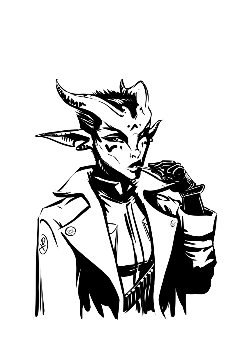 long_spider's tweet photo. A few of the characters I’ve illustrated so far for #Dieselshot’s upcoming #ChangedStars module, “Marooned”
A career-frustrated Murai Geologist, a coldhearted Thren gunslinger, a “friendly” human “mechanic,” and a confident & dapper human adventurer https://t.co/UpsMpXoBvd