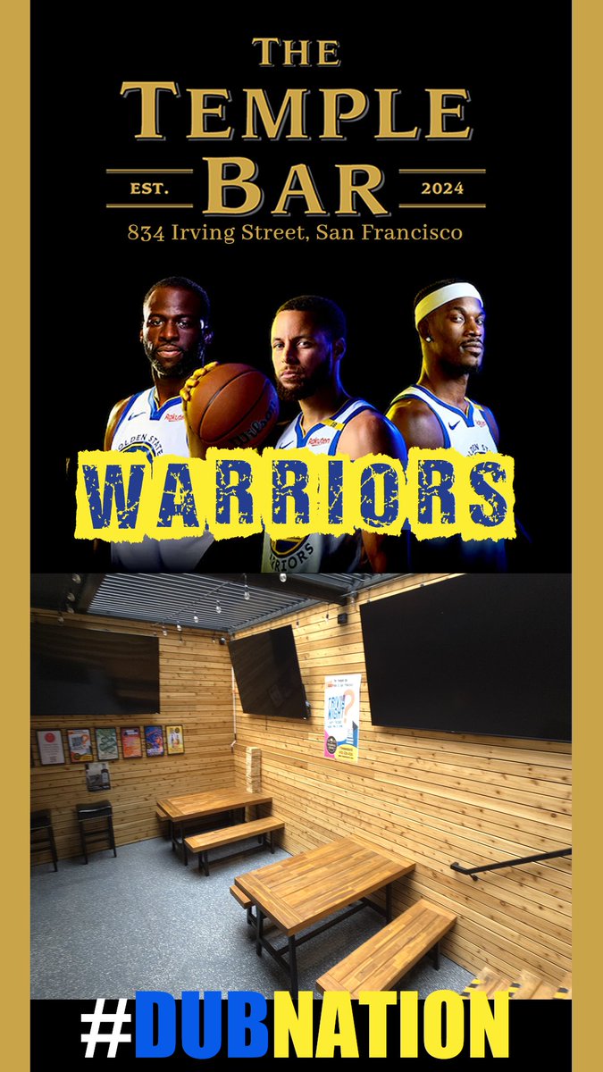 Game 7 is make or break. Watch <a href="/warriors/">Golden State Warriors</a> here <a href="/templebarsf/">templebarsf</a> #LetsGoWarriors #DubNation    #WarriorsGround #Warriorsstrong 
21 Draft Beers, best Guinness in the city. Outdoor patio with three 85inch screens.