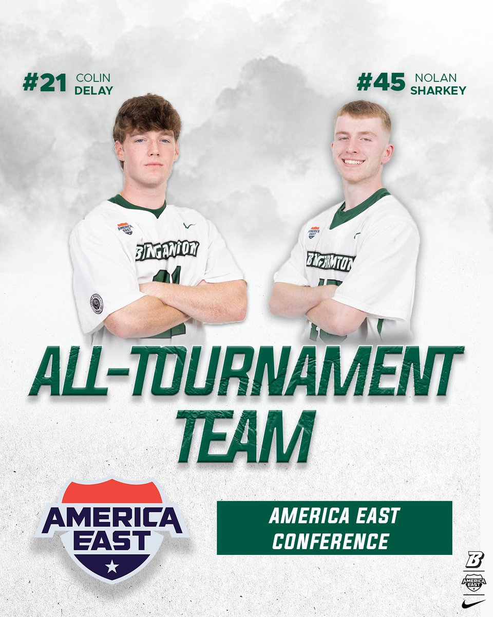 Binghamton MLacrosse (@binghamtonmlax) on Twitter photo Congrats to Colin DeLay and Nolan Sharkey for making the <a href="/AmericaEast/">America East</a> All-Tournament Team! 👏
#ONEBinghamton Congrats to Colin DeLay and Nolan Sharkey for making the <a href="/AmericaEast/">America East</a> All-Tournament Team! 👏
#ONEBinghamton