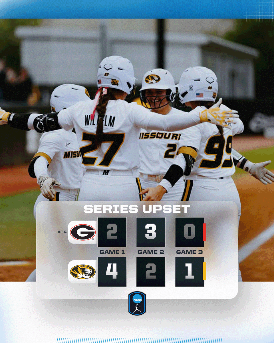 NCAA Softball (@ncaasoftball) on Twitter photo THE TIGERS TAKE THE SERIES 🐯
<a href="/MizzouSoftball/">Mizzou Softball</a> upsets No. 24 Georgia in game three, 1-0, to grab the series upset!
#NCAASoftball THE TIGERS TAKE THE SERIES 🐯
<a href="/MizzouSoftball/">Mizzou Softball</a> upsets No. 24 Georgia in game three, 1-0, to grab the series upset!
#NCAASoftball