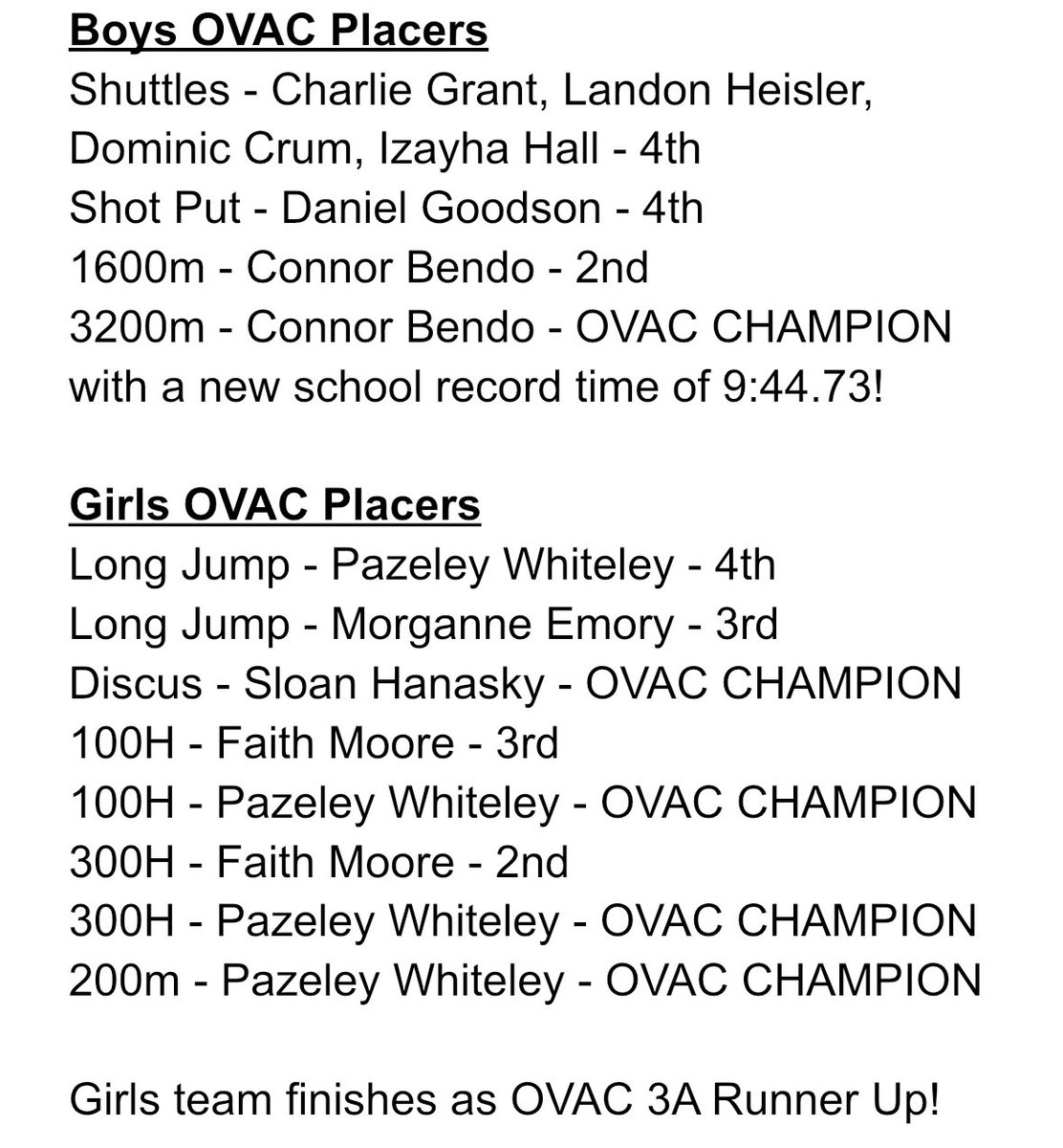 Amazing day at the OVAC Track &amp; Field Championships! 

GO JETS!