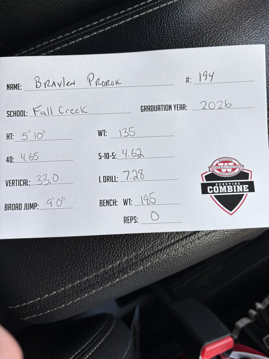 Had a good day competing at the WFCA Scouting Combine today. Improvements at almost all of the drills. Great growth from February 16 to today May 3. Still a lot to get better at and improve on. #NoDaysOff #Grind <a href="/MJ_NFLDraft/">Mark Johnson</a> <a href="/PrepRedzoneWI/">Prep Redzone Wisconsin</a>