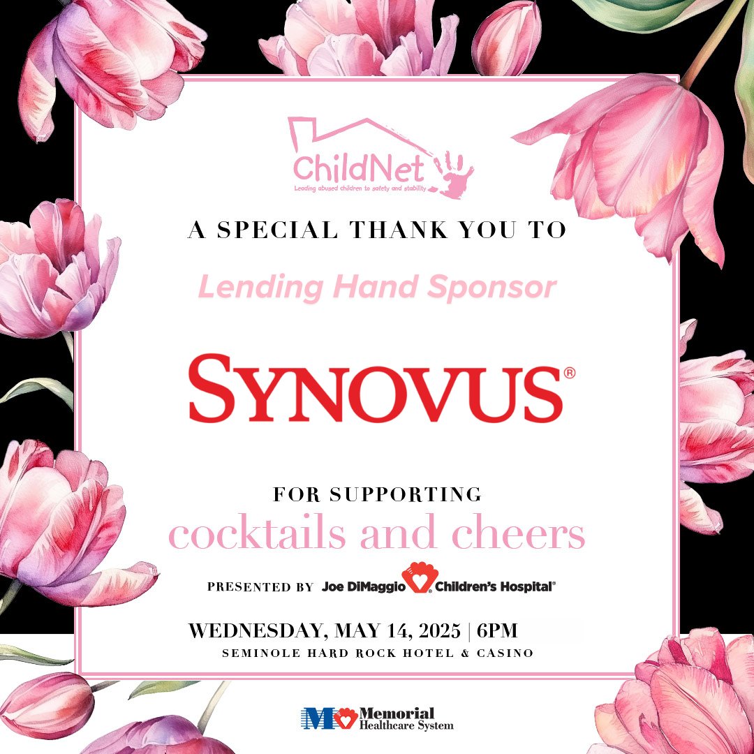 ChildNet (@childnetfl) on Twitter photo Thank you to <a href="/synovus/">Synovus</a> for becoming a Lending Hand Sponsor of our Cocktails and Cheers event, taking place on Wednesday, May 14th at <a href="/HardRockHolly/">Seminole Hard Rock Hollywood</a>.
Get your tickets at e.givesmart.com/events/Gjn/ & for sponsorship opportunities, contact Noelle at noelle.brillembourg@childnet.us. Thank you to <a href="/synovus/">Synovus</a> for becoming a Lending Hand Sponsor of our Cocktails and Cheers event, taking place on Wednesday, May 14th at <a href="/HardRockHolly/">Seminole Hard Rock Hollywood</a>.
Get your tickets at e.givesmart.com/events/Gjn/ & for sponsorship opportunities, contact Noelle at noelle.brillembourg@childnet.us.