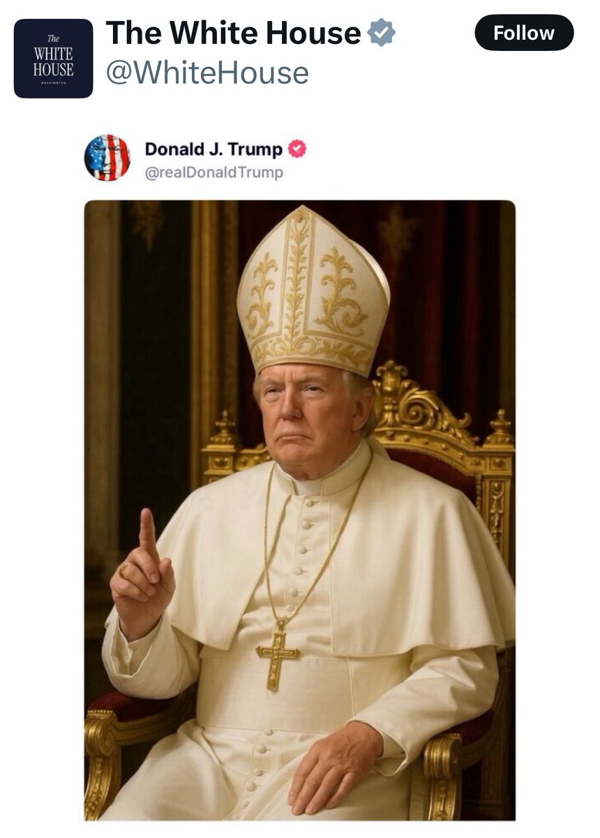 Shit is getting serious while <a href="/POTUS/">President Donald J. Trump</a> and the White House post a photo of Trump being Pope. Yeah, this is normal. SMH #makeitmakesense