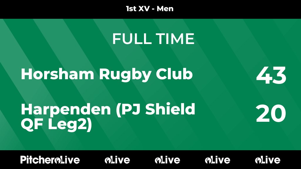 FULL TIME: Horsham Rugby Club 43 - 20 Harpenden (PJ Shield QF Leg2)
#HORHAR #Pitchero
horshamrufc.com/teams/29388/ma…