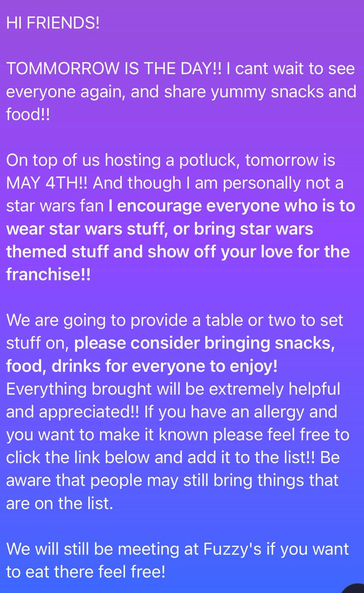 Tomorrow is the day!! Can’t wait to see you all there !! 

Sorry for such a late post also!!