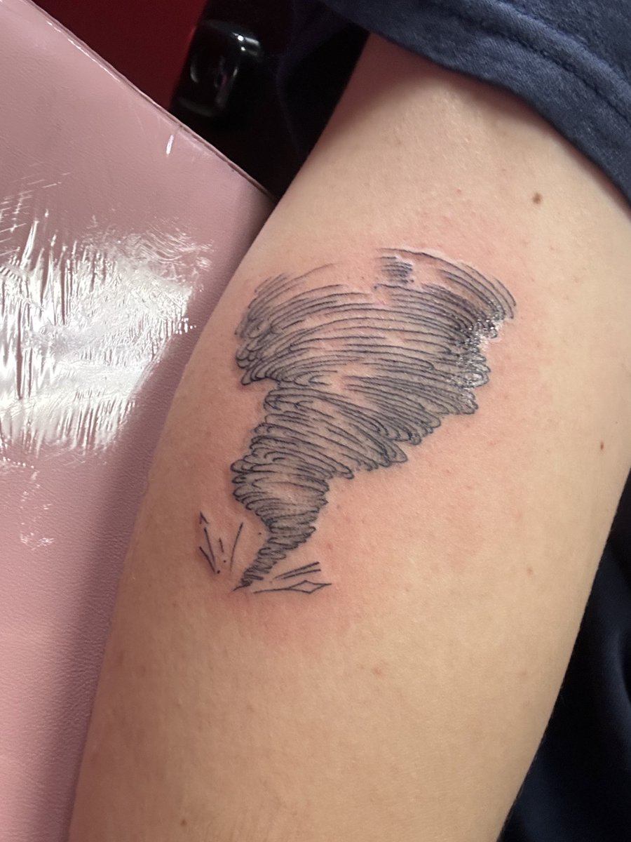 Idk if it’s messed up to get a tornado tattoo on May 3rd but I think it’s pretty sick🙌 <a href="/TrueArtTattoos/">True Art Tattoos</a>