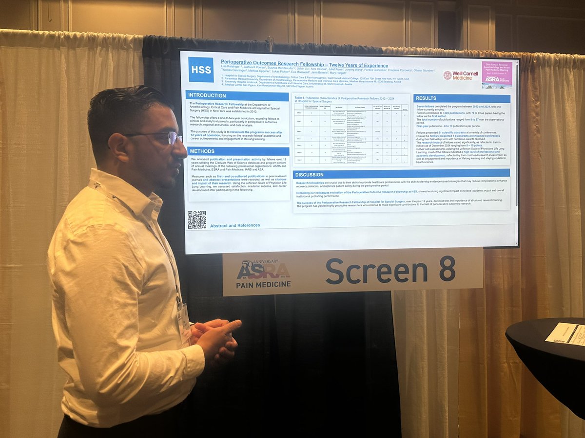 HSS Anesthesiology (@hssanesthesia) on Twitter photo Biostatistician Alex Illescas, MPH, also presents: “Perioperative outcomes research fellowship - twelve years of experience”. <a href="/ASRA_Society/">ASRA Pain Medicine</a> #ASRASPRING25 #ASRA50
<a href="/jashvant_p/">Jashvant Poeran</a> <a href="/sgmemtsoudis/">Stavros G Memtsoudis</a> @pergiannakis <a href="/MaryJHargett1/">Mary J. Hargett</a> Biostatistician Alex Illescas, MPH, also presents: “Perioperative outcomes research fellowship - twelve years of experience”. <a href="/ASRA_Society/">ASRA Pain Medicine</a> #ASRASPRING25 #ASRA50
<a href="/jashvant_p/">Jashvant Poeran</a> <a href="/sgmemtsoudis/">Stavros G Memtsoudis</a> @pergiannakis <a href="/MaryJHargett1/">Mary J. Hargett</a>