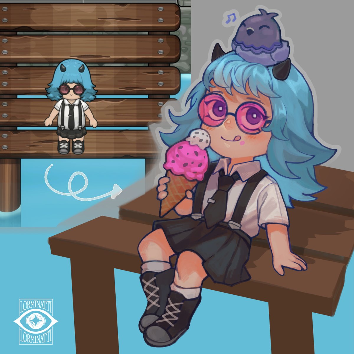 lorminatti's tweet photo. Update on my Little Sim character, Ramune Soda 🩵 I got her cuter clothes 

#LittleSimWorld https://t.co/XgpVDERUgy