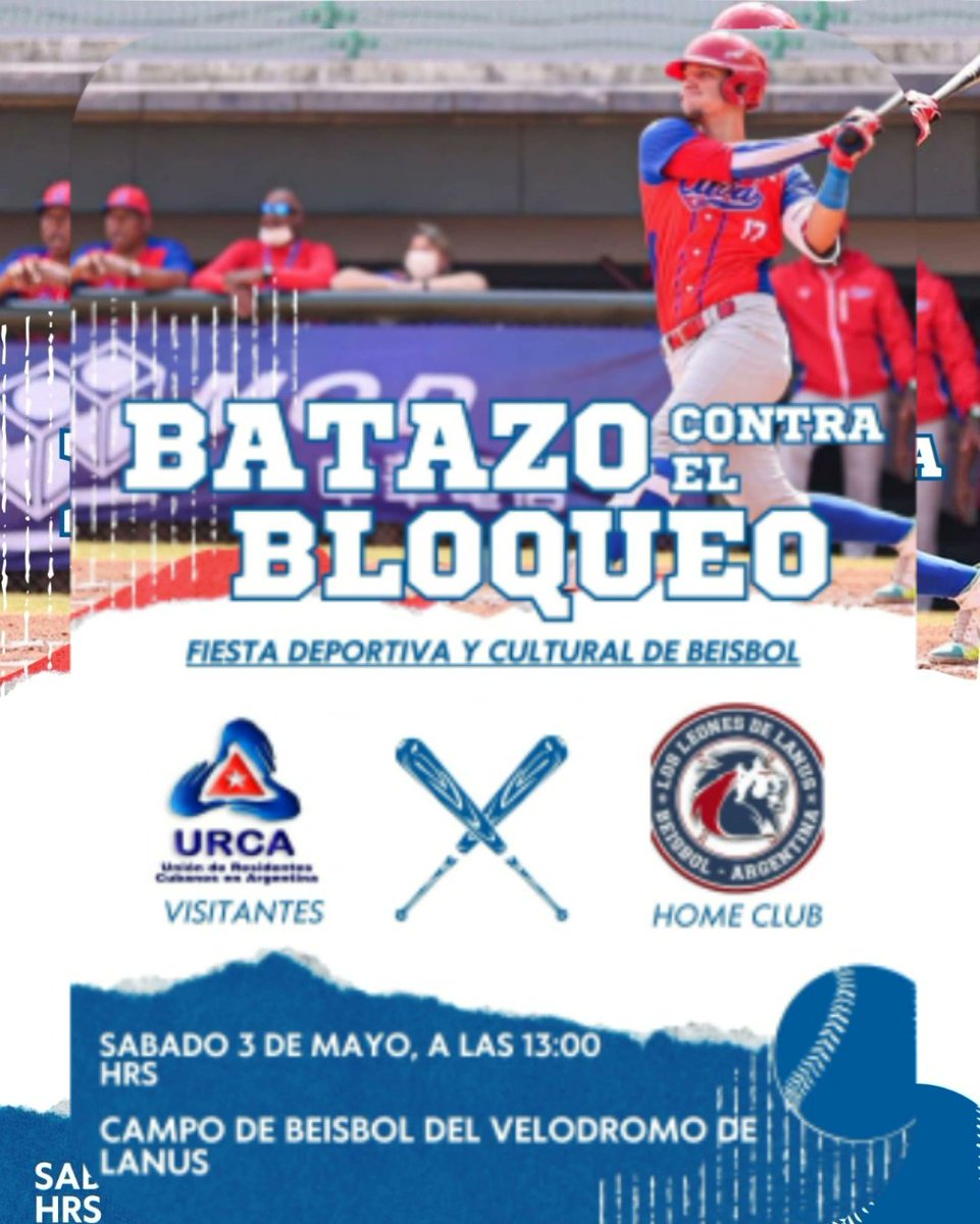 Consulado Cuba-ARG (@consulcuba_arg) on Twitter photo ¡Y se hizo! Lanús se convirtió hoy en la sede mundial de la lucha contra el #BloqueoGenocida. Un partido amistoso de béisbol fue el motivo para seguir haciendo #JuntosPorCuba y gritar #TumbaElBloqueo. Más en instagram.com/consulcuba_arg… ¡Y se hizo! Lanús se convirtió hoy en la sede mundial de la lucha contra el #BloqueoGenocida. Un partido amistoso de béisbol fue el motivo para seguir haciendo #JuntosPorCuba y gritar #TumbaElBloqueo. Más en instagram.com/consulcuba_arg…