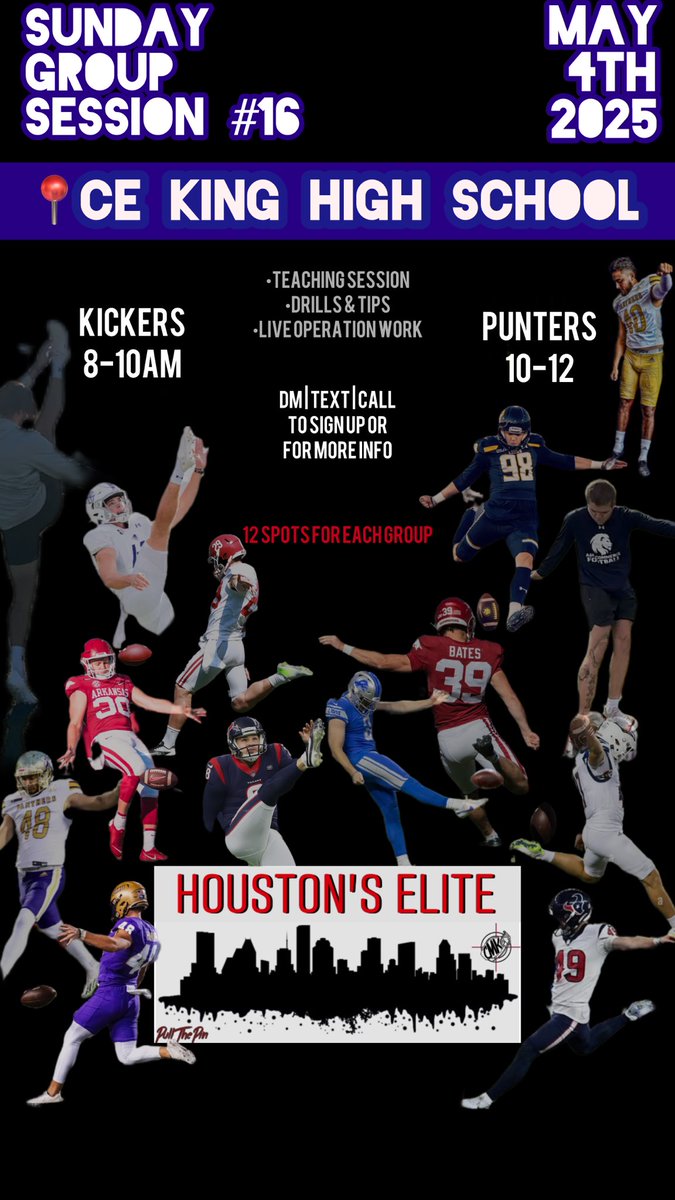 CMKicking's tweet image. 🚨Sunday Group Session Tomorrow🚨
-
We will be in the stadium.
Kickers up first followed by punters. Snappers are always welcome.
-
Come out and see what we are about!
-
#CMK | #HoustonsELITE | #PullThePin