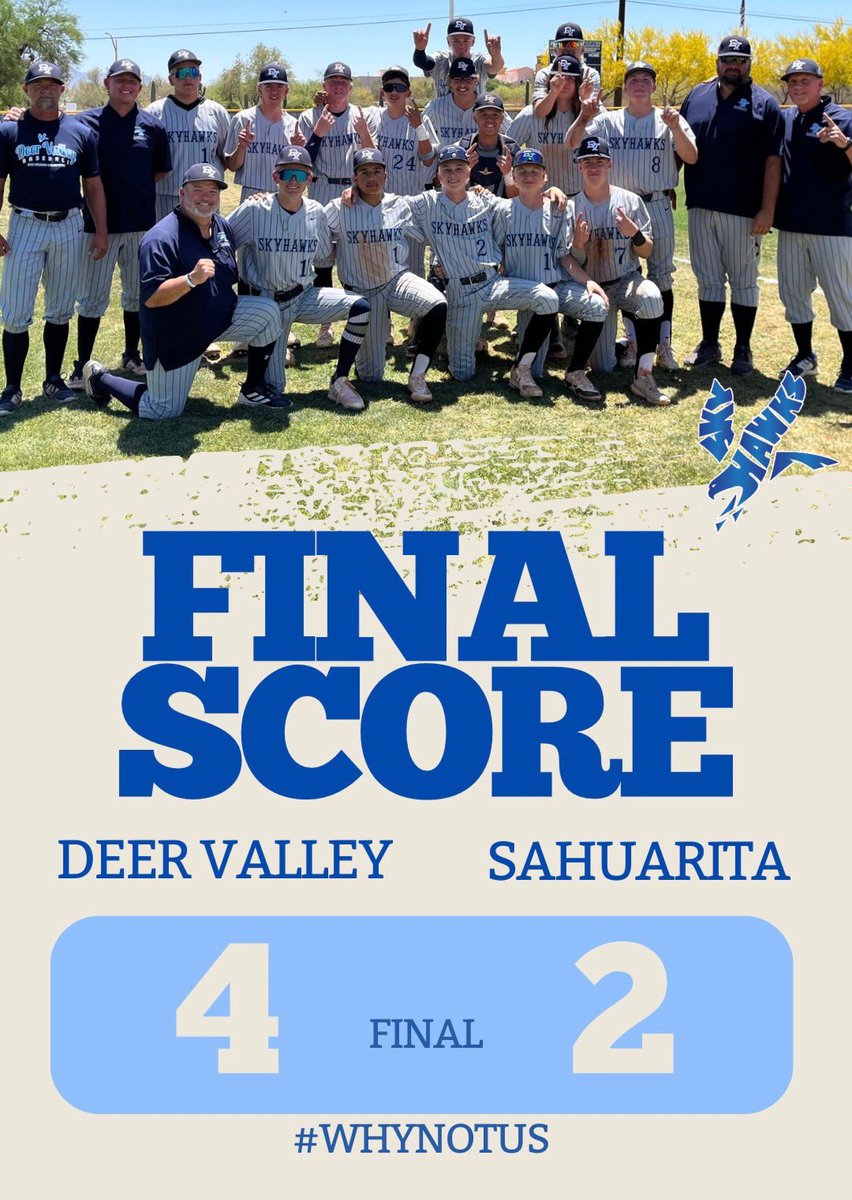 Deer Valley will now host Flagstaff in the second round of State on Monday at 4pm!!! Let’s make it a WHITE OUT!!! #TakeFlightDV