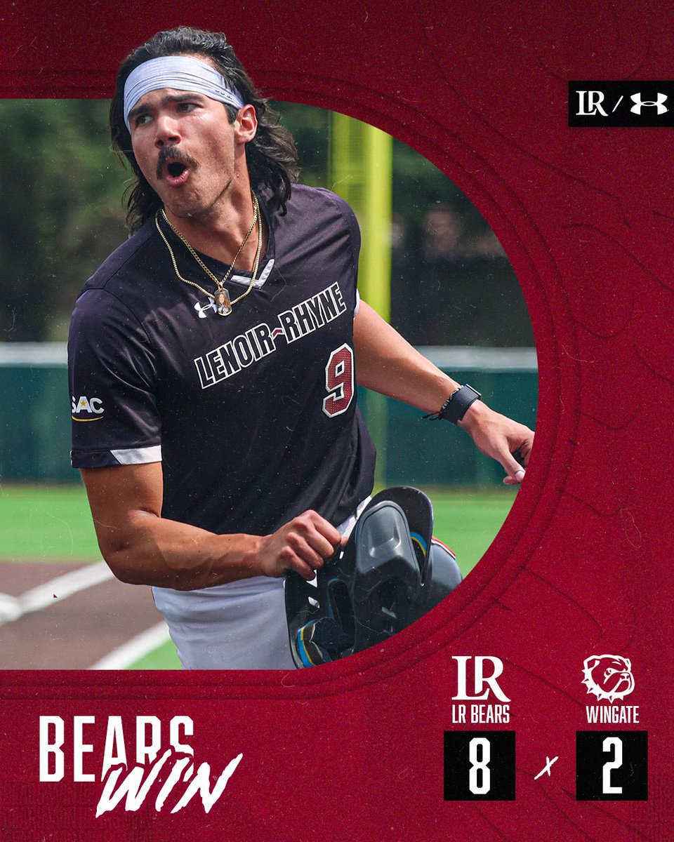 Keep it going boys! Lenoir-Rhyne Baseball advanced to tomorrow’s winner’s bracket game at 1 PM with a big 8-2 win over Wingate 👏 

🐻⚾️

#GOBEARS | #BetweenTheBricks