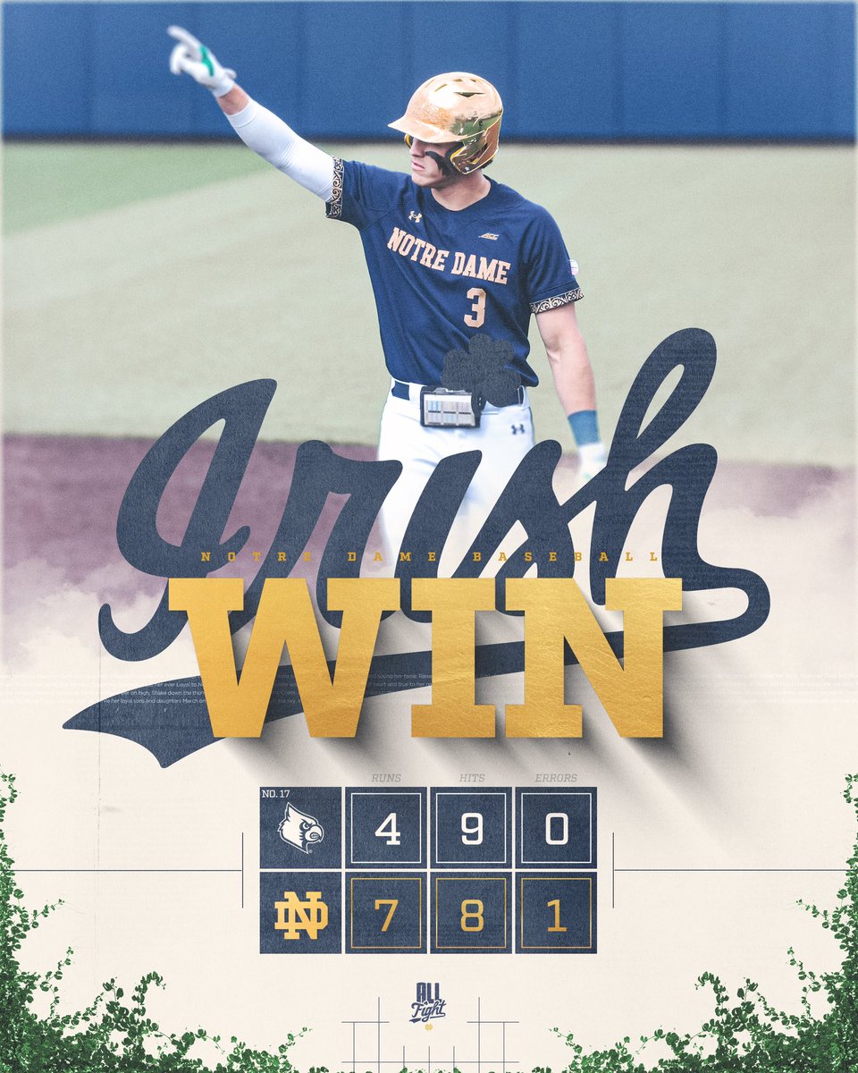 THIS GAME IS OURS 🤩

Notre Dame takes the series against No. 17 Louisville 

#GoIrish☘️