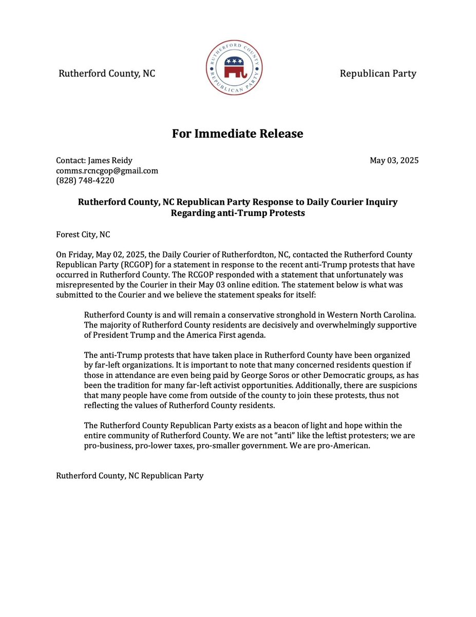 Rutherford County NC GOP tweet media