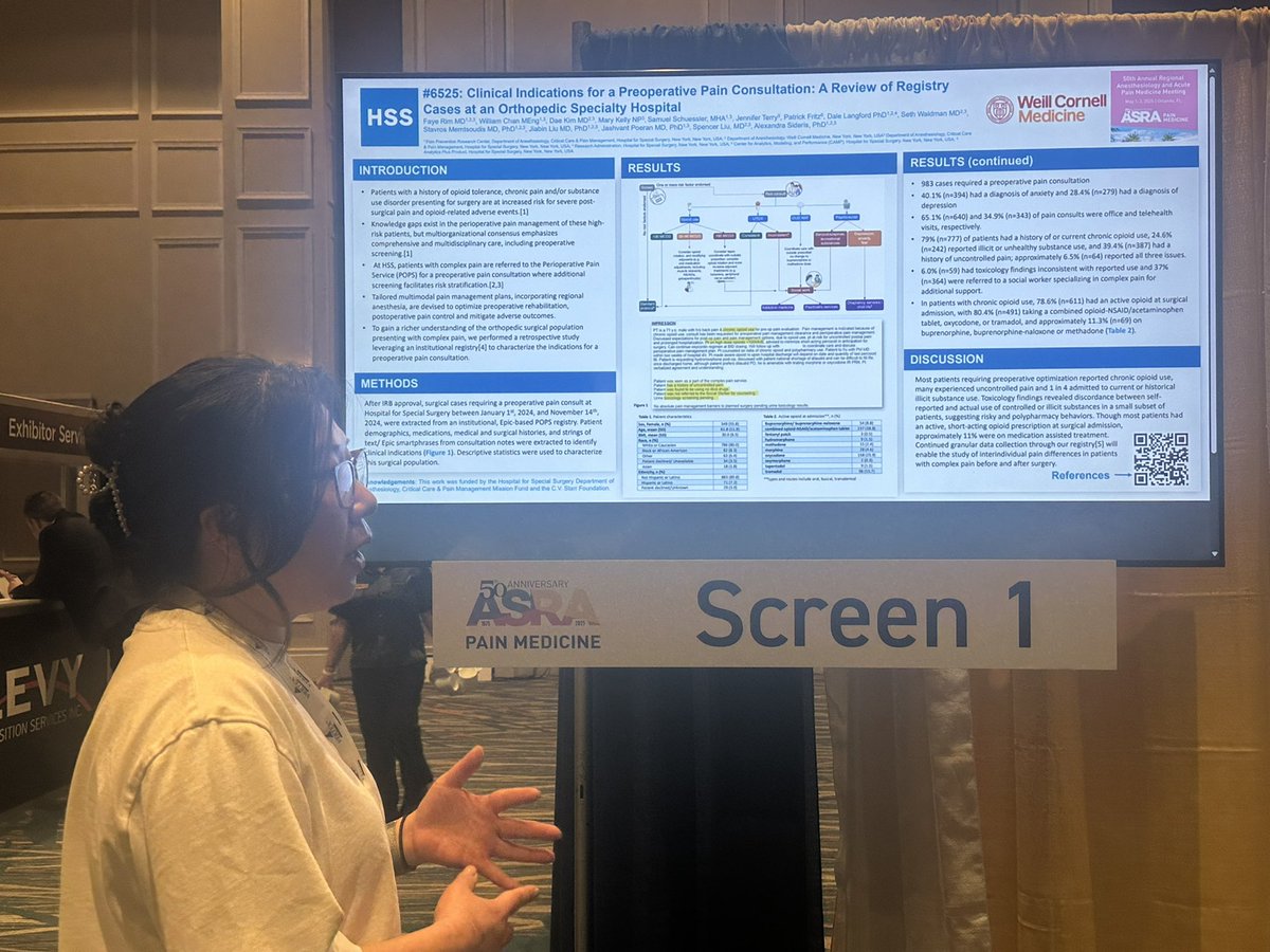HSS Anesthesiology (@hssanesthesia) on Twitter photo Our very own Dr. Faye Rim presents: “Clinical indications for a preoperative pain consultation: A review of registry cases at an orthopedic specialty hospital”. <a href="/f_rimmd/">Faye Rim</a> <a href="/sgmemtsoudis/">Stavros G Memtsoudis</a> <a href="/jashvant_p/">Jashvant Poeran</a> <a href="/ASRA_Society/">ASRA Pain Medicine</a> #ASRASPRING25 #ASRA50 Our very own Dr. Faye Rim presents: “Clinical indications for a preoperative pain consultation: A review of registry cases at an orthopedic specialty hospital”. <a href="/f_rimmd/">Faye Rim</a> <a href="/sgmemtsoudis/">Stavros G Memtsoudis</a> <a href="/jashvant_p/">Jashvant Poeran</a> <a href="/ASRA_Society/">ASRA Pain Medicine</a> #ASRASPRING25 #ASRA50