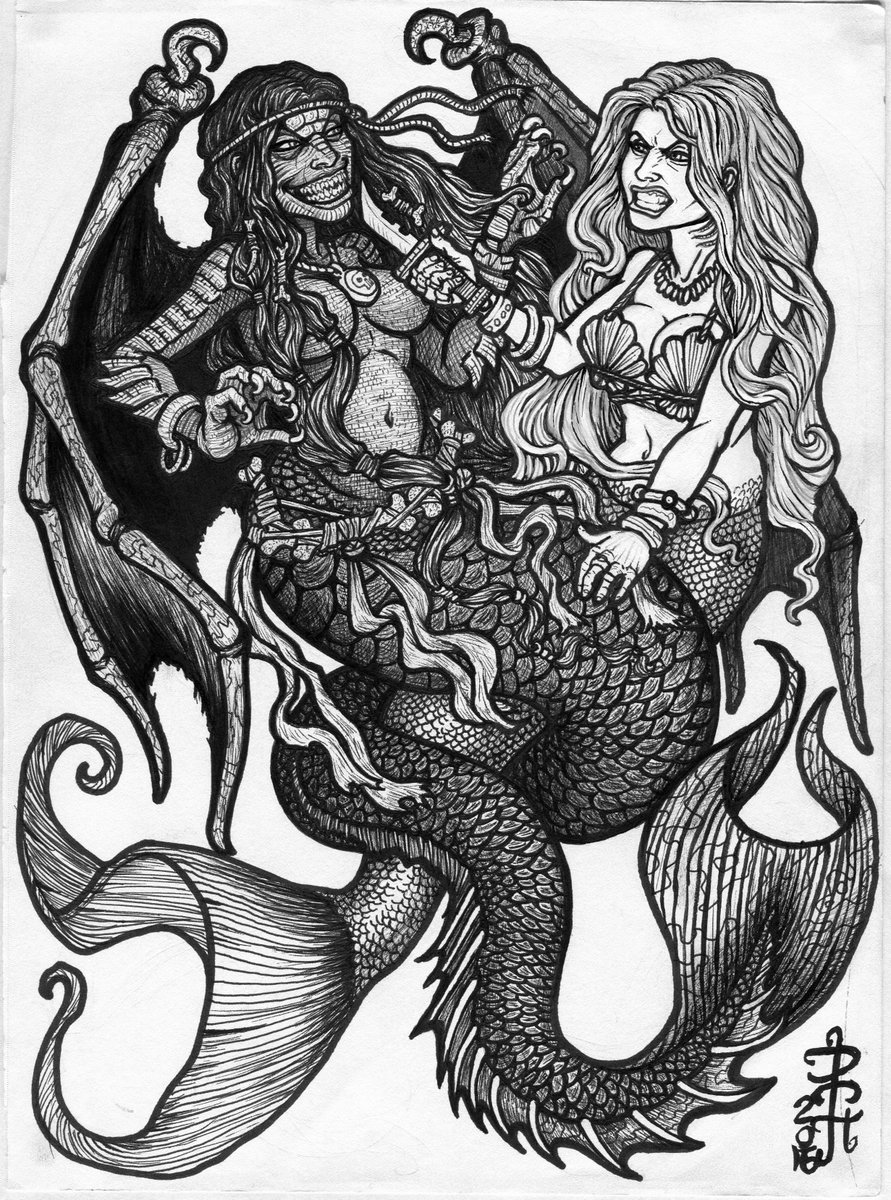It's May so time to bust out my Siren versus Mermaid drawing for #mermay2025